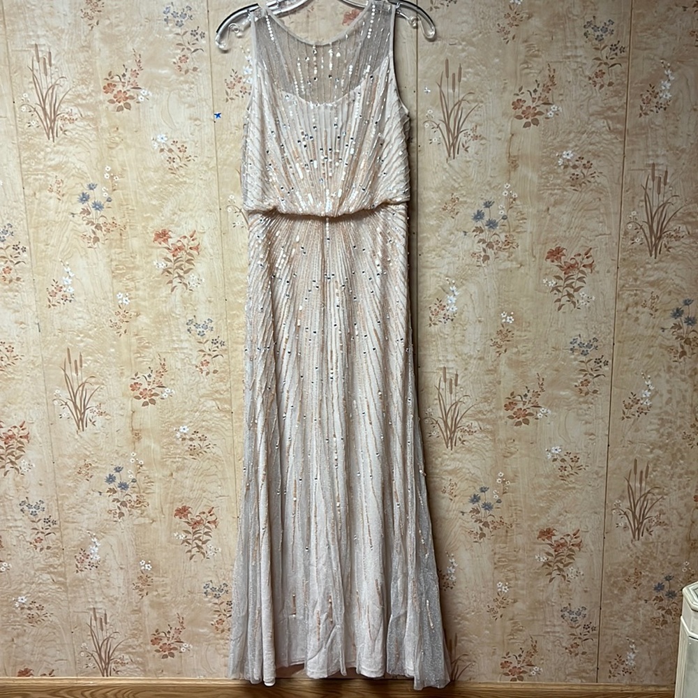 Peach formal maxi dress with sparkles